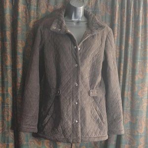 Liz Claiborne Brown Quilted snap button coat - Pea coat - Size S